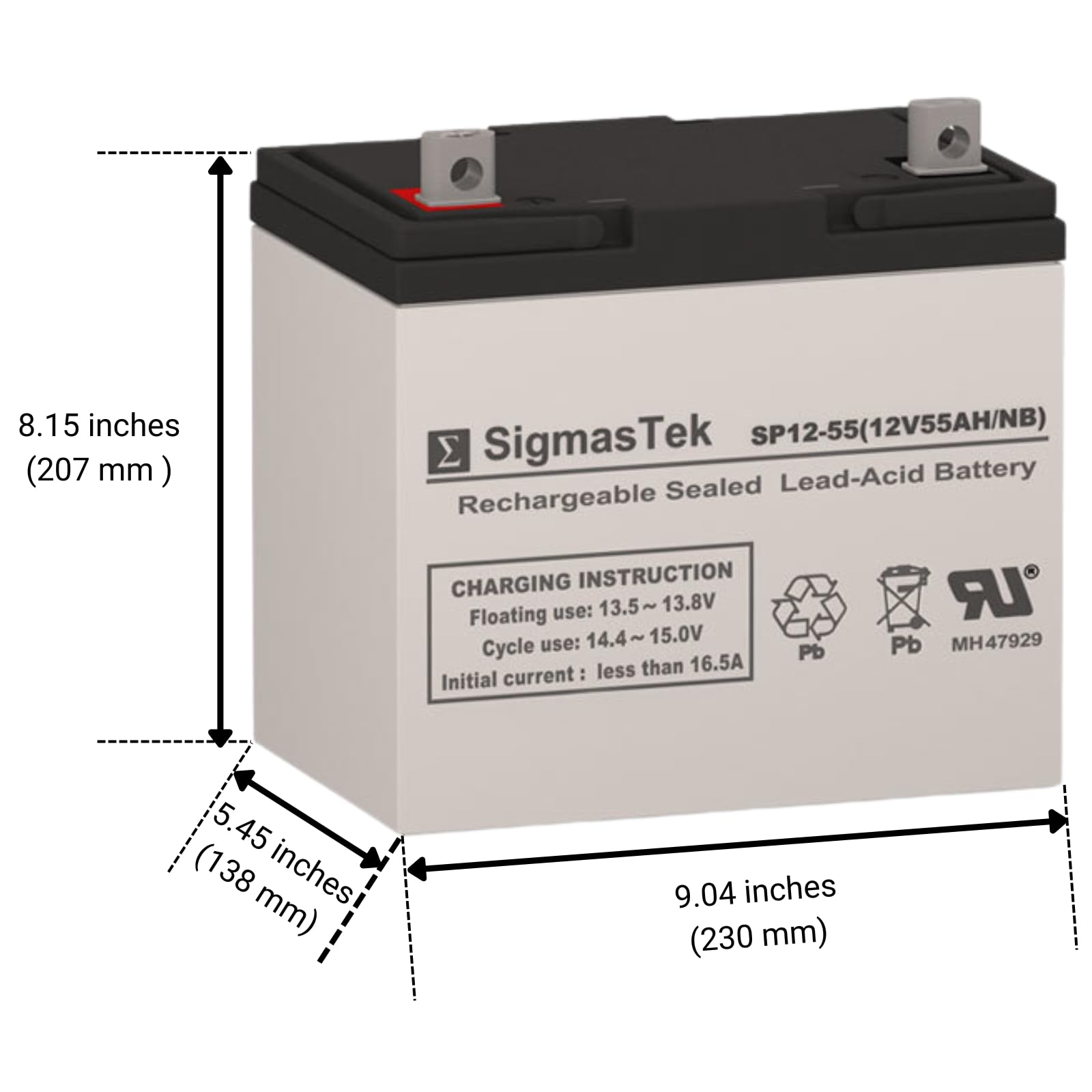 Amazon.com: SigmasTek Invacare TDX-SP Compatible Battery, 12V 55Ah